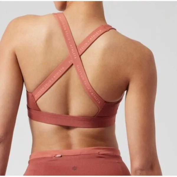 Athleta M Allyson Felix Legend V-Neck Bra D-DD Medium Muted Red Heather Two Tone - Image 4