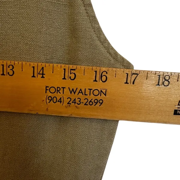 Tweeds Vintage 100% Linen Sheath Dress Khaki Sleeveless USA Sz 8 Career 90s - Image 3