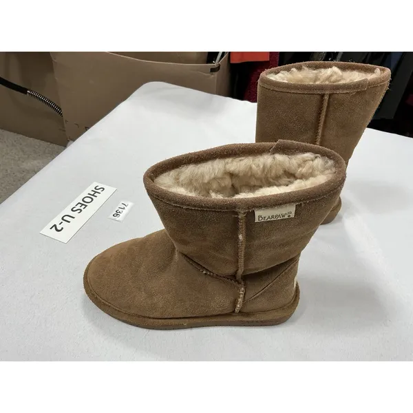 Womans Bearpaws Suede Lined Midcalf Pullon Boots Size 6 Chestnut - Image 2