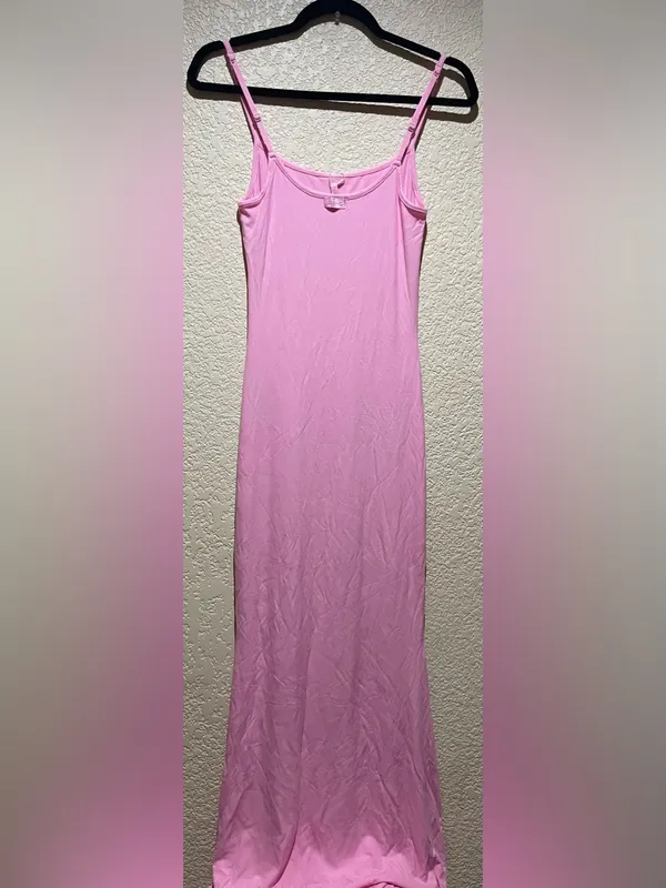 Skims Soft Lounge Long Slip Sleek Pink Spaghetti-Strap Maxi Dress Size L NWT - Image 5