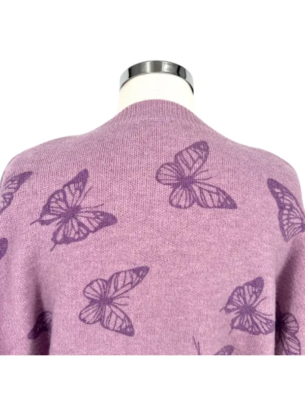 Le Lis Collection Butterfly Print Purple Oversized Sweater Size Medium - Image 10