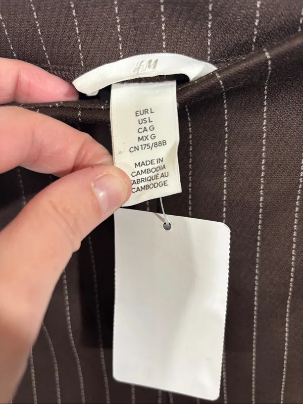 H&M Brown Pin Stripe Straight Leg Casual Pants Size L NEW - Image 4