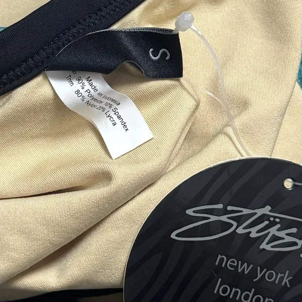 Stüssy NEW RARE Green‎ Black Bow Open Back One Piece Swimsuit Vacation Beach S - Image 10