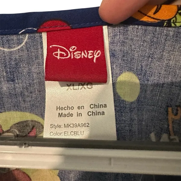Disney Halloween Scrub Top Shirt XL Blue Mickey‎ Minnie Donald Duck Halloween - Image 2