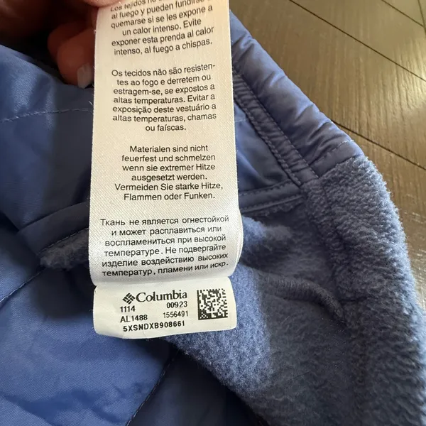 Columbia Womens Blue Quilted Fleece Mix Puffer Vest Small Full Zip Mock Neck - Image 8