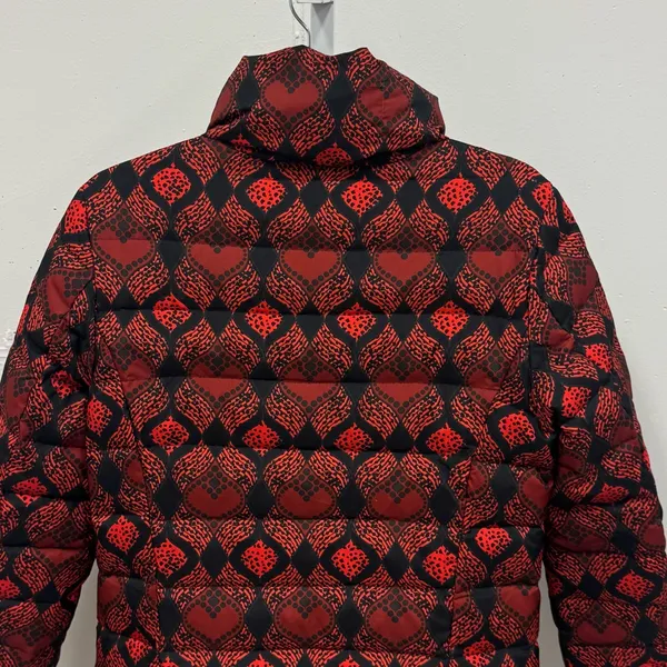 Desigual Heart Pattern‎ Down Feather Puffer Jacket High Neck Assymetric Zip - Image 9