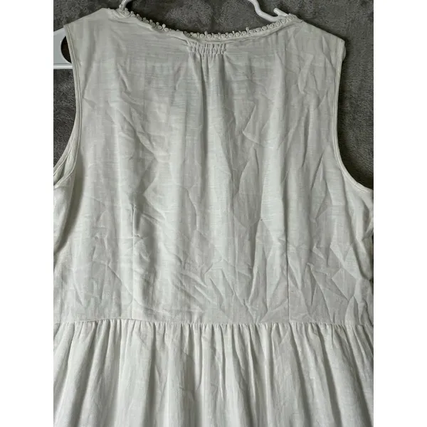 Talbots Pintucked Tiered Hem Cotton Gauze Embroidered Lace Maxi Dress Size 8 New - Image 4