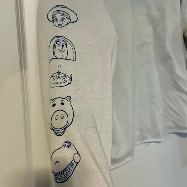 Disney Toy Story Cropped Long Sleeve Shirt With Characters Size L - Image 5