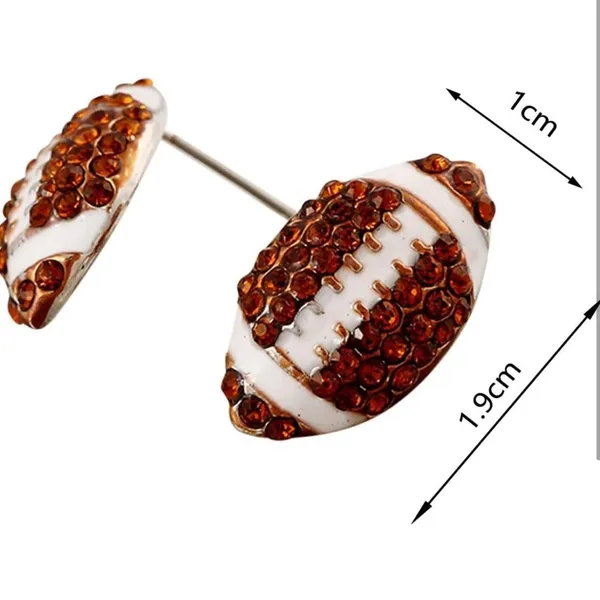 Boutique Football Shaped Earrings with Brown Crystals - Image 5