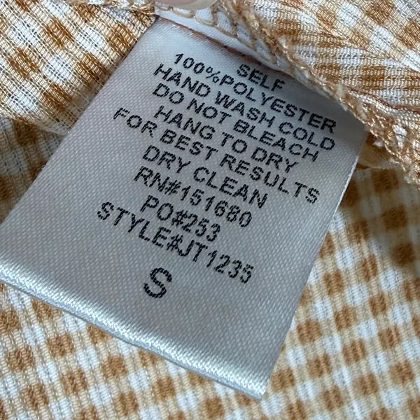 The Impeccable Pig Tan Gingham Lace‎ Trim Cami Top JT1235 Small - Image 3