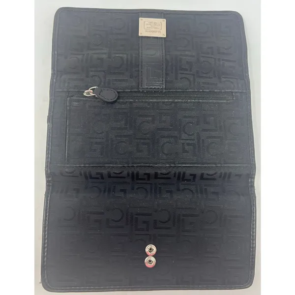 Liz Claiborne Women's‎ Black Tri Fold Wallet Monogram Fabric Pattern - Image 3
