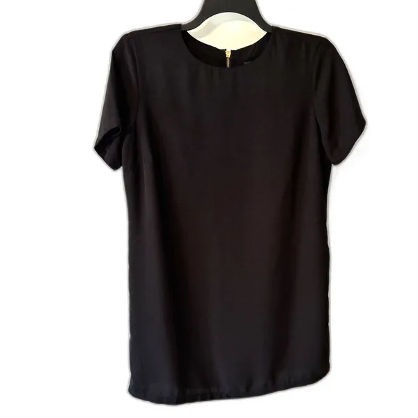 Lulus Black Shift Dress Short Sleeve Back Zip Minimalist Size L - Image 3