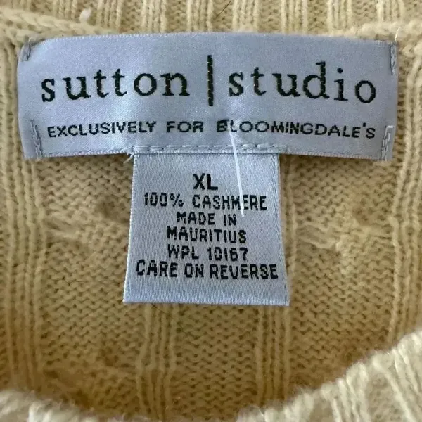 Sutton Studio Cashmere Cable Knit Cream Ivory Crewneck Swearer SZ XL #2255 - Image 8