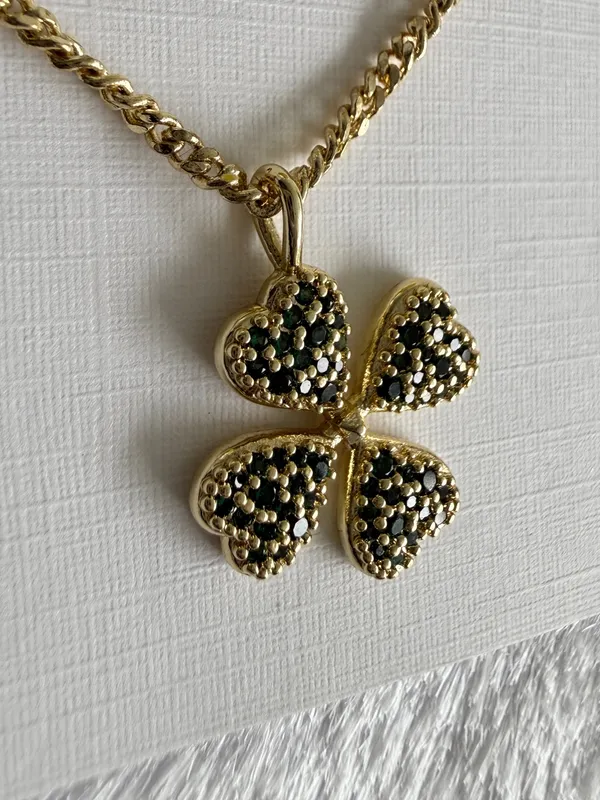 💫🍀 Kendra Scott Clover Gold Short Pendant Necklace Green - Image 2