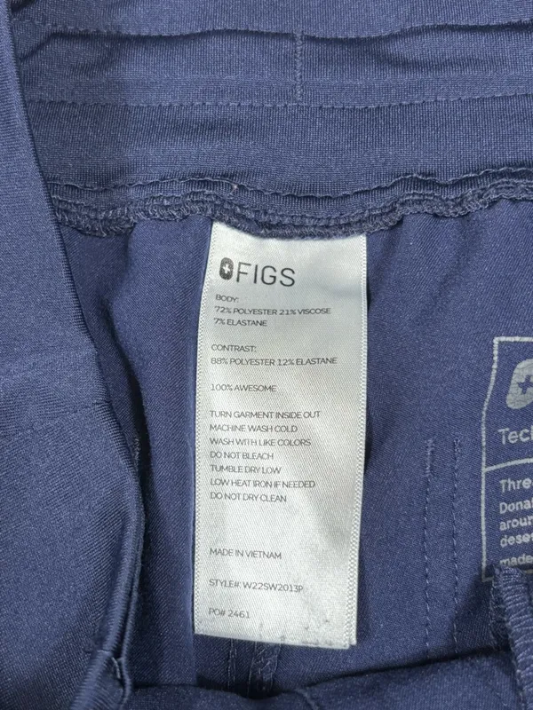 FIGS Yola Skinny Scrub Pants Women’s XS Navy Blue Yoga Waist Medical Cargo - Image 5
