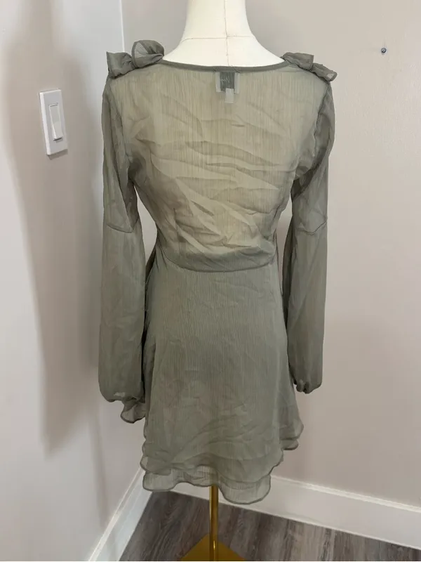 Princess‎ Polly Sage Green Ruffle Mini Dress Size 4 - Image 3