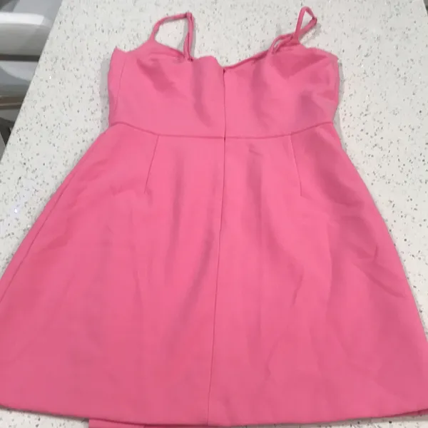 French Connection Whisper Sleeveless Asymmetric Hem Pink Mini Dress size 4 - Image 8