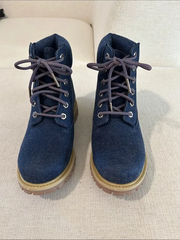 Timberland® Premium 6-Inch Lace-Up Boot, Dark Blue Canvas, Size 7, NWT - Image 3