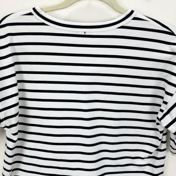 Madewell Everyday Boxy Crop Tee Short Striped Cotton White Relaxed XXS NWT - Image 12