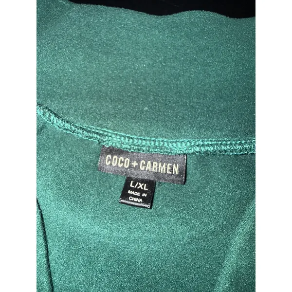 Coco + Carmen Womens Forest Green Quarter Zip Fleece‎ Pullover Sweatshirt L/XL - Image 2