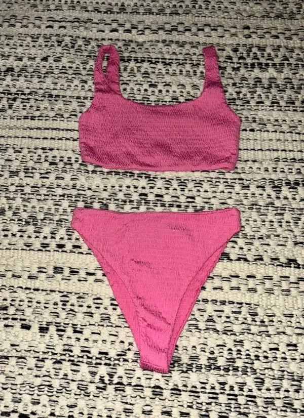 🆕 NIB Naked Wardrobe | Bubblegum Pink Smocked Bikini - Image 4