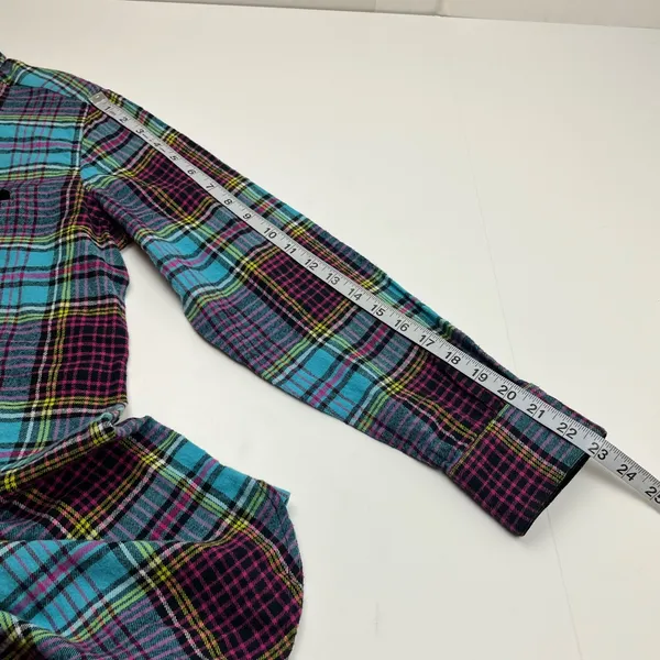 Soft Surroundings‎ Blue Plaid Highlands Flannel Button Shirt Womens Size Medium - Image 8