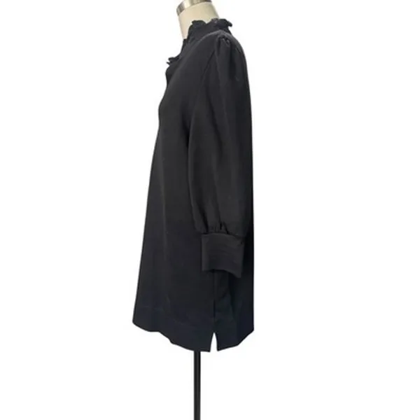 Tuckernuck Pomander Place Black Charlotte Terry Ruffle Collar Shirt Dress Medium - Image 4