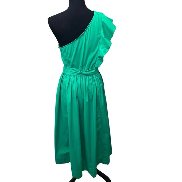 J Crew One Shoulder Flowy Fashion Trendy Belted Midi Dress US‎ Women's 10 NWT - Image 6
