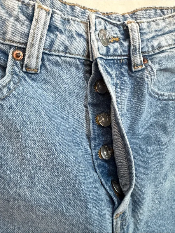 H&M Pale Blue Straight Leg button fly Jeans - Image 3