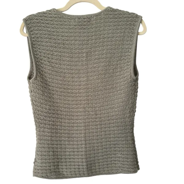 House Of Harlow 1960 Sage Green Crochet Knit Button Front Sweater Vest Small - Image 2