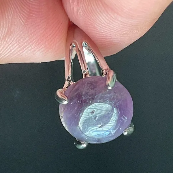 Round purple amethyst S925 silver ring size 7.5 - Image 2