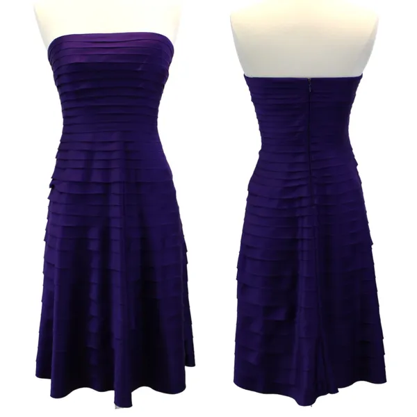 Adrianna Papell Womens 6 Cocktail Dress‎ Layered Ruffle Purple Strapless Prom - Image 2