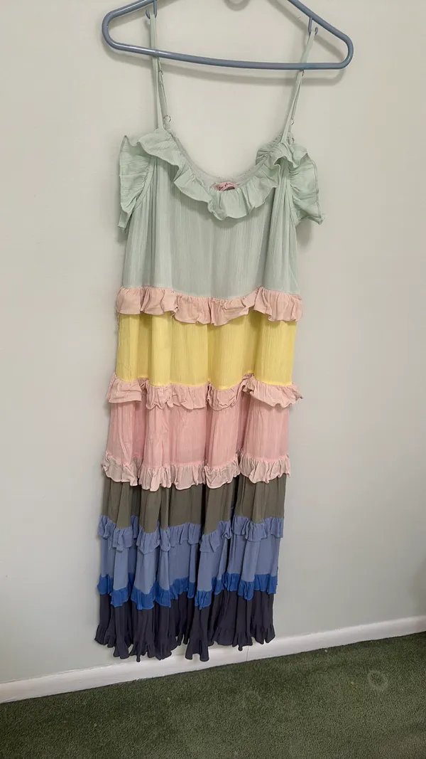 Ces Femme Multicolor Tiered Maxi Dress Size L NWT - Image 7