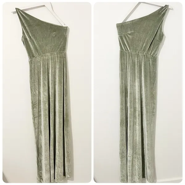 Baltic Born Tatiana Velvet One Shoulder Maxi Dress Green Size Small S - Image 3