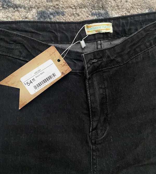 Black Denim Bell Bottoms - Image 2