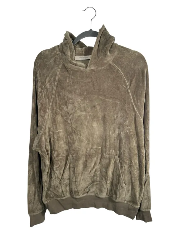 Fear of‎ God Essentials Velour Hoodie Womens M Taupe Brown Oversized Pullover - Image 3