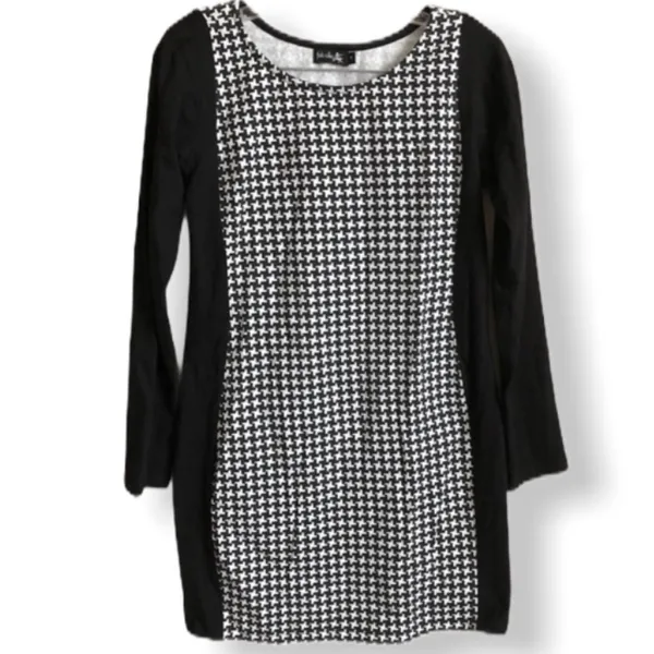 Fab Alley Houndstooth Body Con Long Sleeve Dress‎ - Image 2
