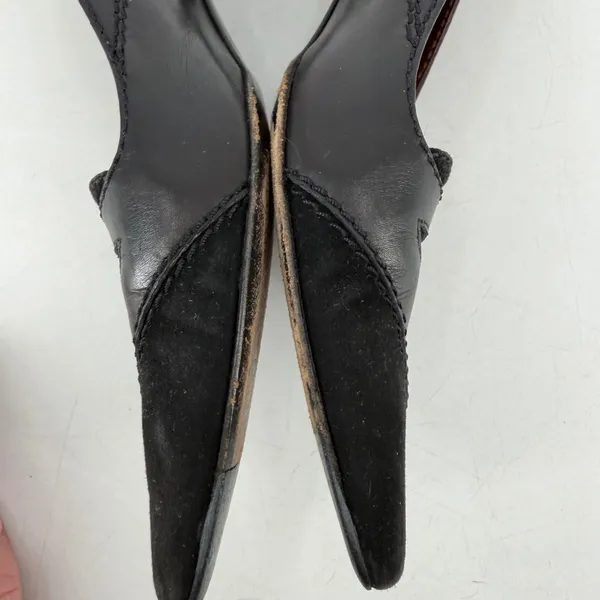 Tods Kitten Heel Pumps Womens‎ 36 Black Leather Suede Pointed Toe Office Siren - Image 6