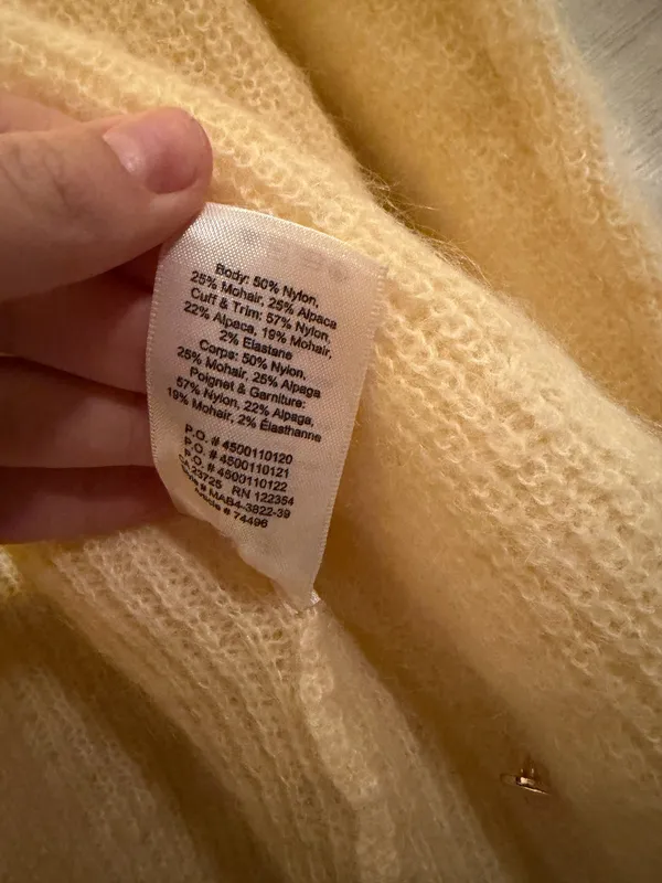 Aritzia Wilfred Mohair/Alpaca Blend Butter Yellow Cardigan - Image 4