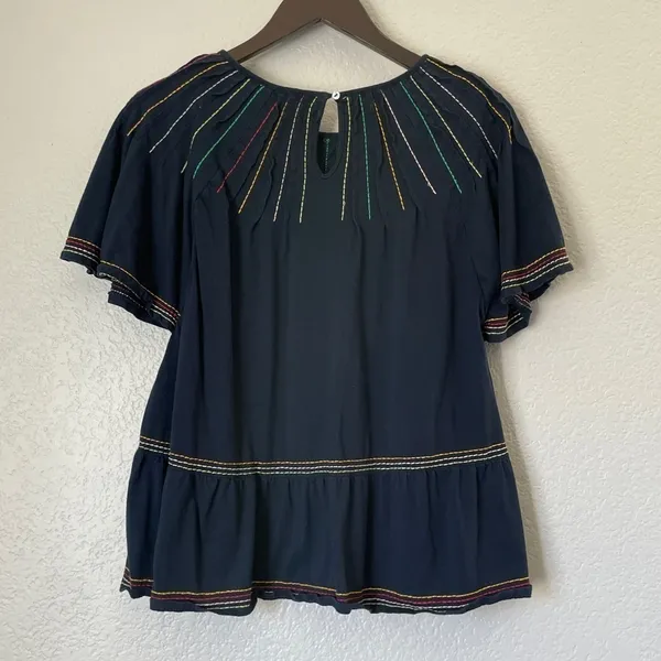 ANTHROPOLOGIE Maeve Chamonix Rainbow Stitched Embroidered Top - Image 8