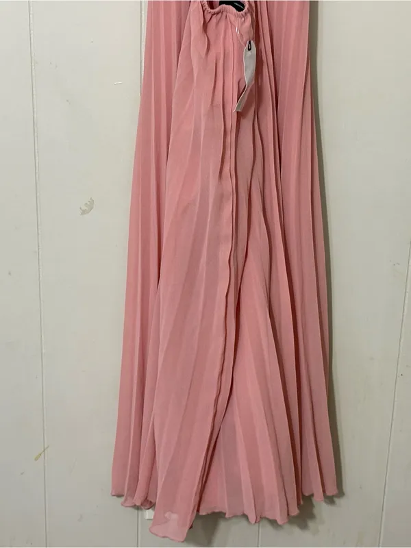 ASOS Design Pleated Midi Dress Pink Strappy Open Back NWT Size 8 Wedding - Image 12