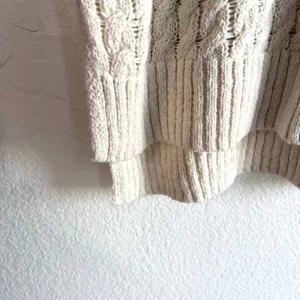 Pilcro by Anthropologie Womens Sweater Longline Ivory Beige Stripe Size XL - Image 8