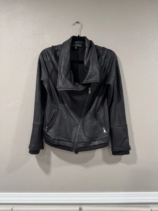 Dance & Marvel Black Faux Leather Asymmetrical Moto Jacket - Image 2