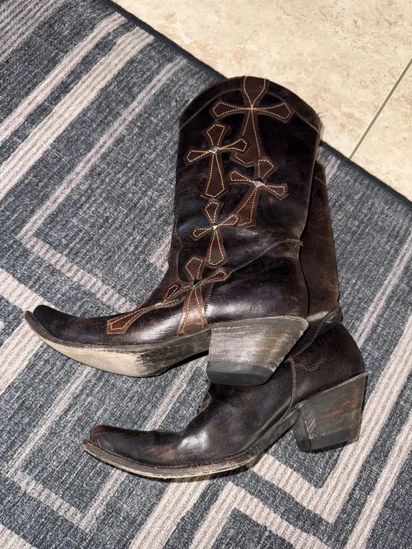 Stetson Cowgirl Boots Women’s Brown Leather Pointed Toe Heeled 7.5 - Image 7