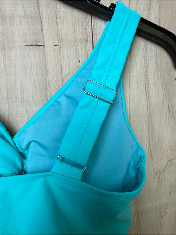Twist-Front Turquoise Bikini Top - Women - Image 5