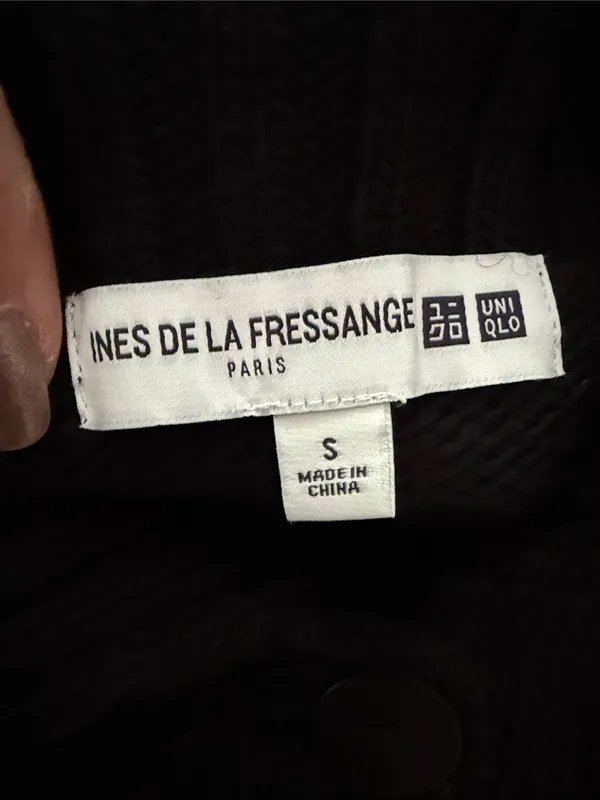 Ines de la Fressange x Uniqlo Black Wool Knit Baby Deer Fawn Cardigan Sweater - Image 4