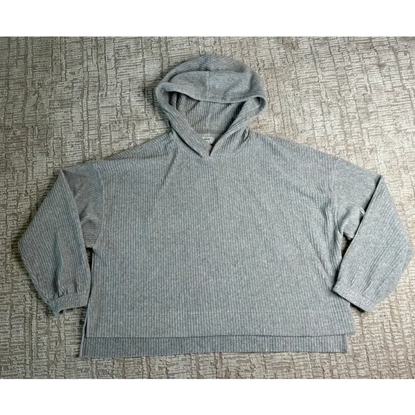 Aerie: Gray Soft Ribbed Hoodie - Image 3