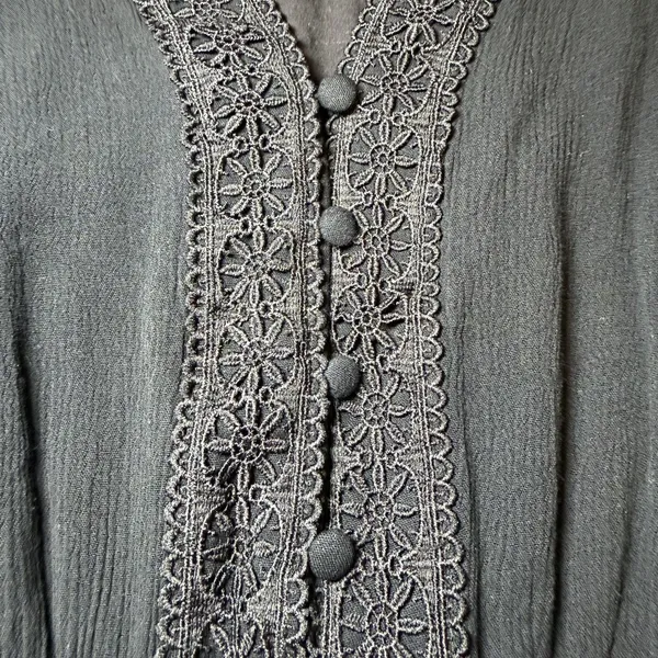 Scarlet Darkness Womens Size Large Black Lace Trim Smocked Waist Gothic Blouse - Image 7