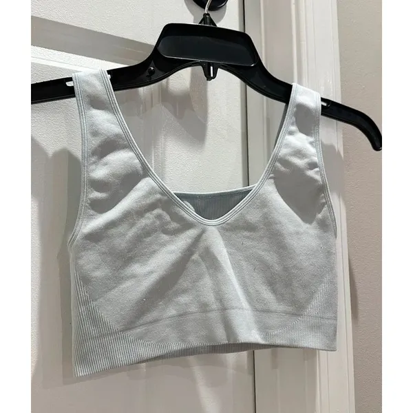 Free People Light Blue Ribbed Crop Bra Tank - Image 4