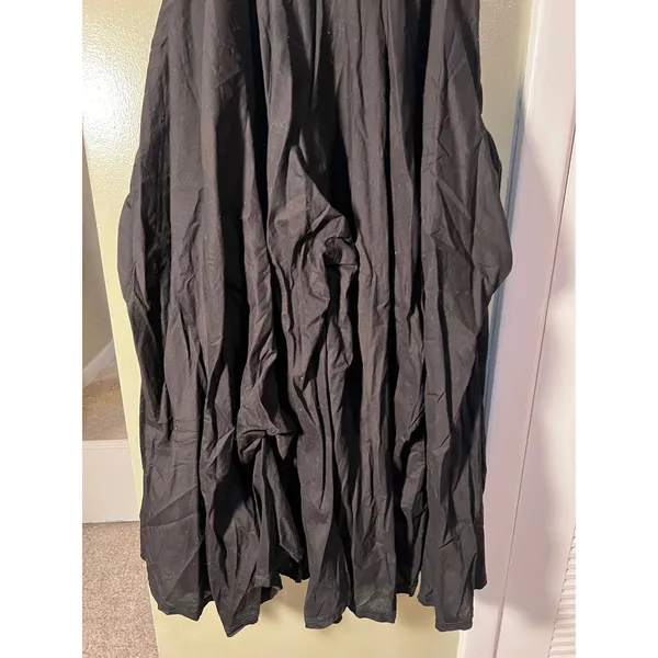 Vintage Luna Luz Womens Sz Large A-Line Maxi Skirt Black Pull On Gathered Cotton - Image 3